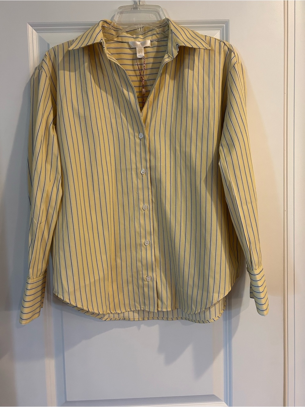 New with tags! Beautiful Yellow and Navy Blue Stripe Button-Down Shirt